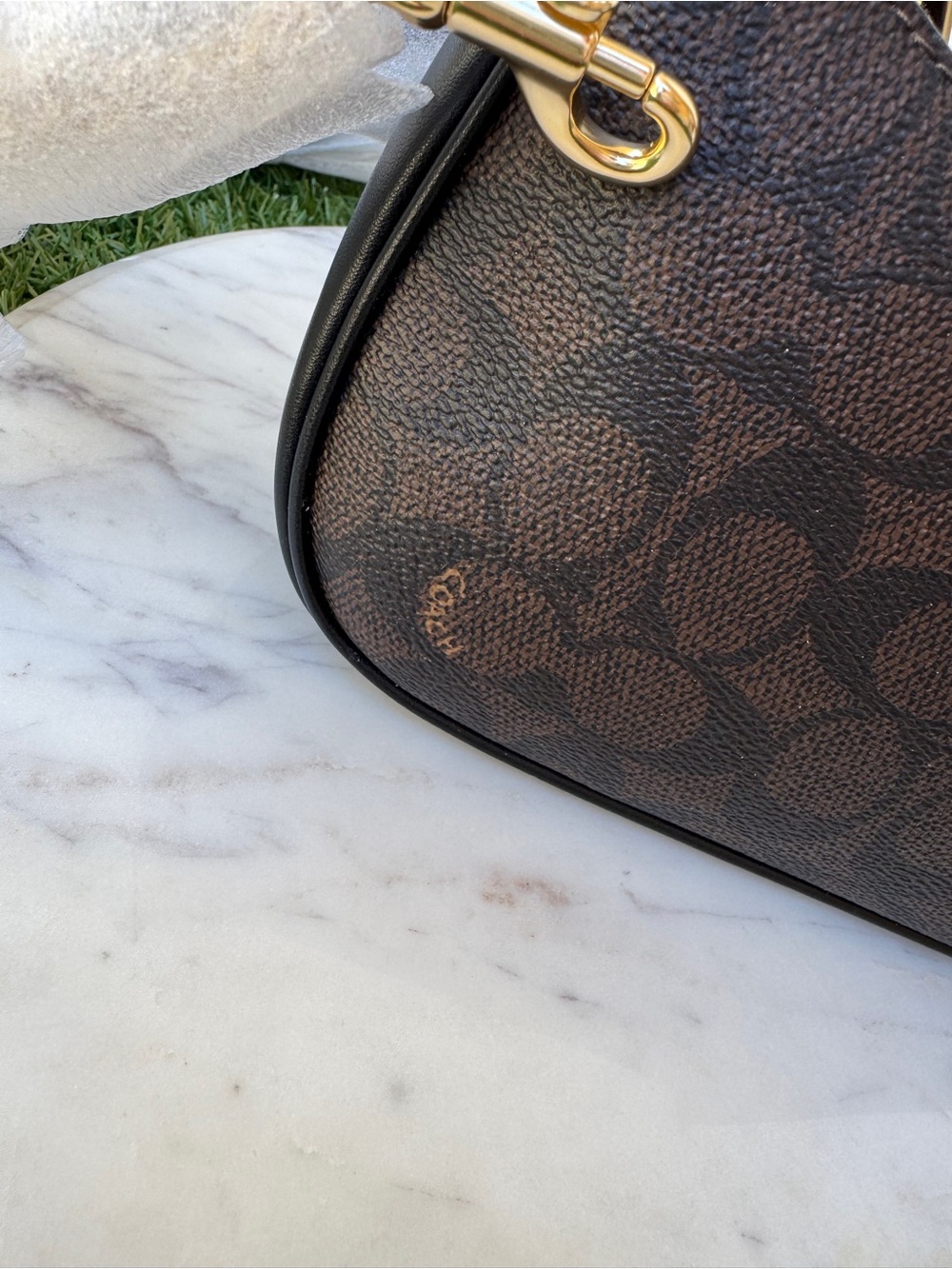 Coach Teri mini signature Canvas Shoulder Bag in Black and Dark Brown crossbody - Picture 14 of 16